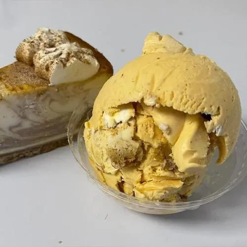 Seasonal flavors at The Green Cow Creamery - pumpkin cheesecake