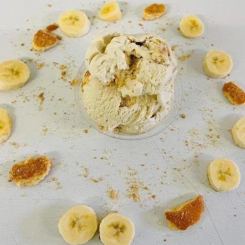 Experience homemade banana pudding ice cream at The Green Cow Creamery