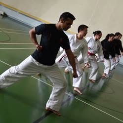 Adult karate students training at Powerhouse Martial Arts Vancouver