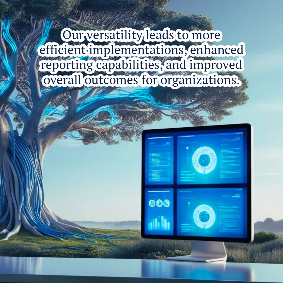 Our versatility leads to more efficient implementations, enhanced reporting capabilities, and improved overall outcomes for organizations.