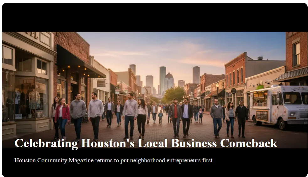 Houston small business owner reviewing local magazine advertising options for community outreach