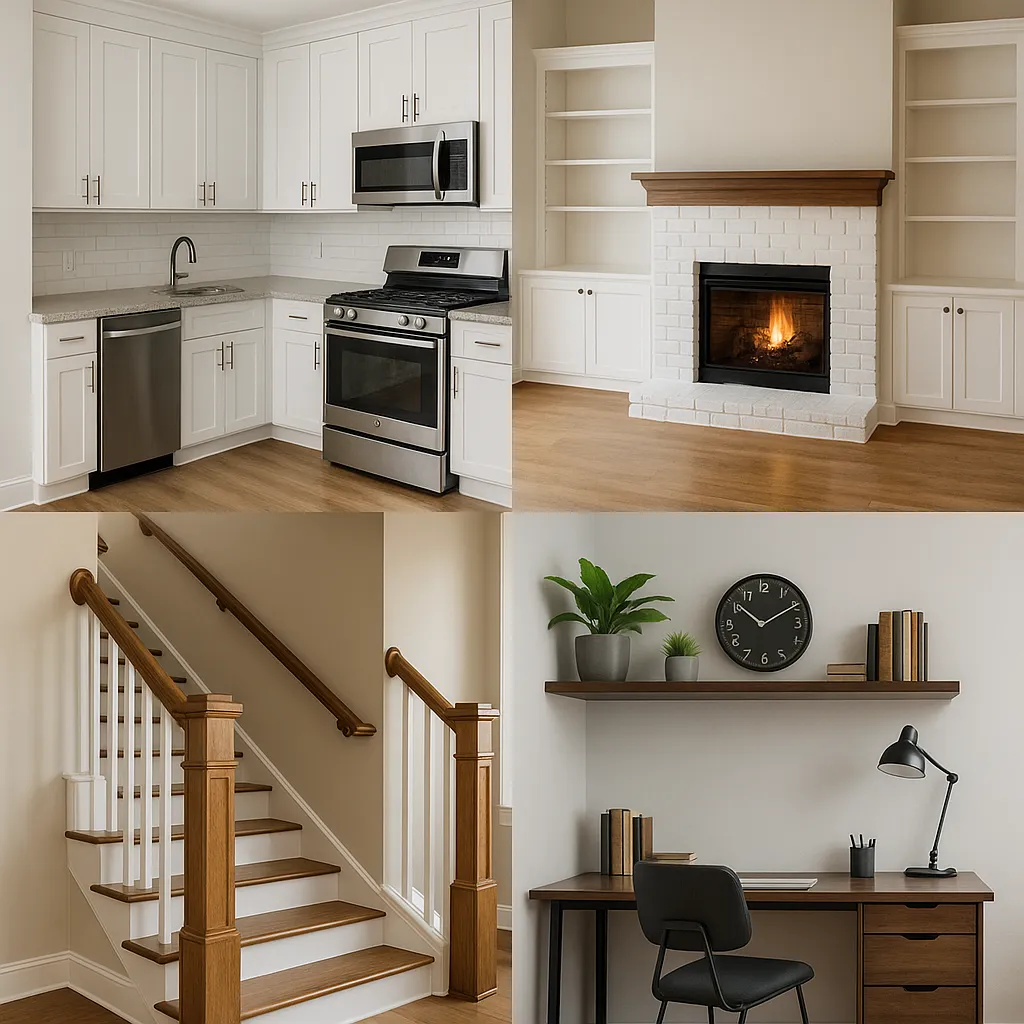 a kitchen with a stove top oven and a sink