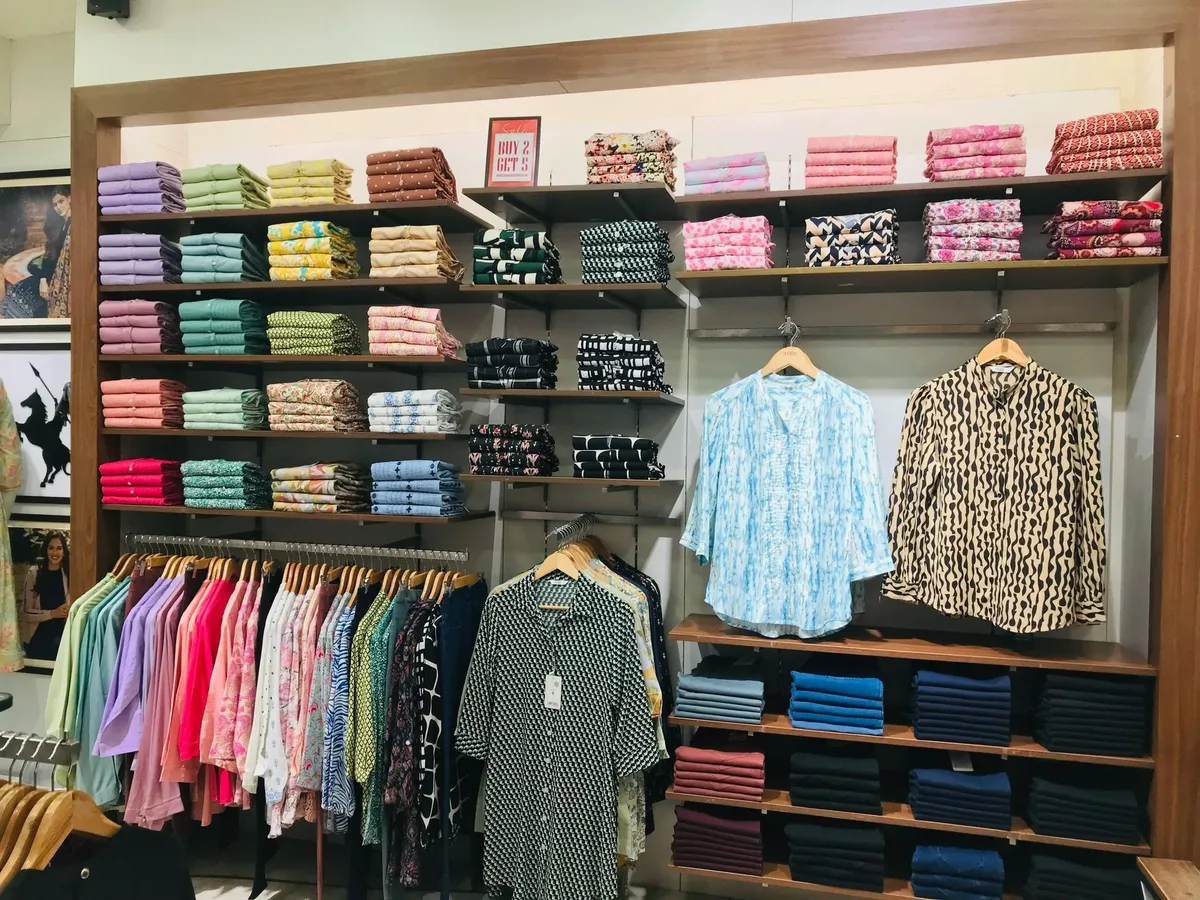 Clothing shelves and racks in a retail store for a store repair job in Wolfforth, TX