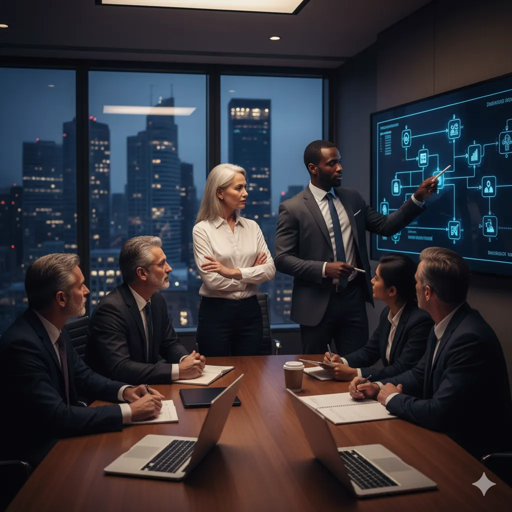 Board of directors planning their strategic 7 step mergers and acquisition process