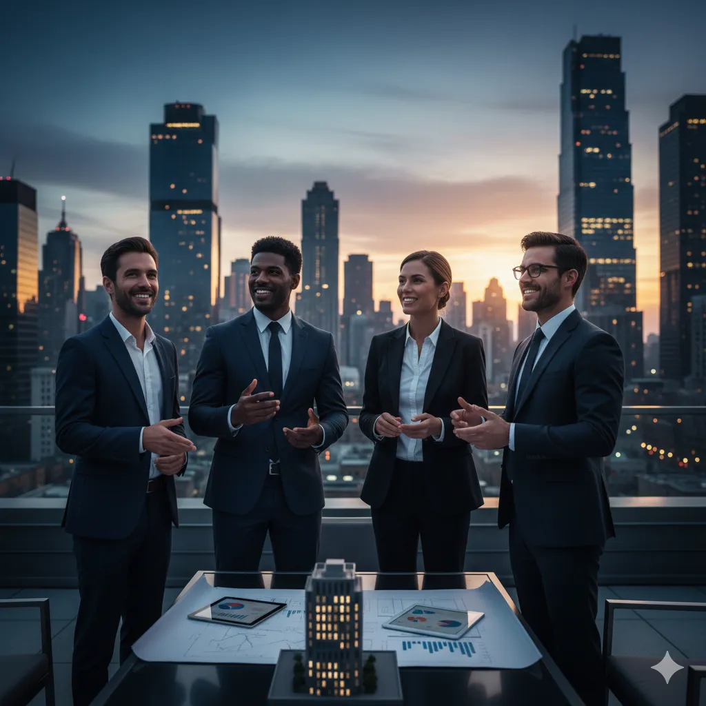 board of directors celebrating their success through their merger and acquisition