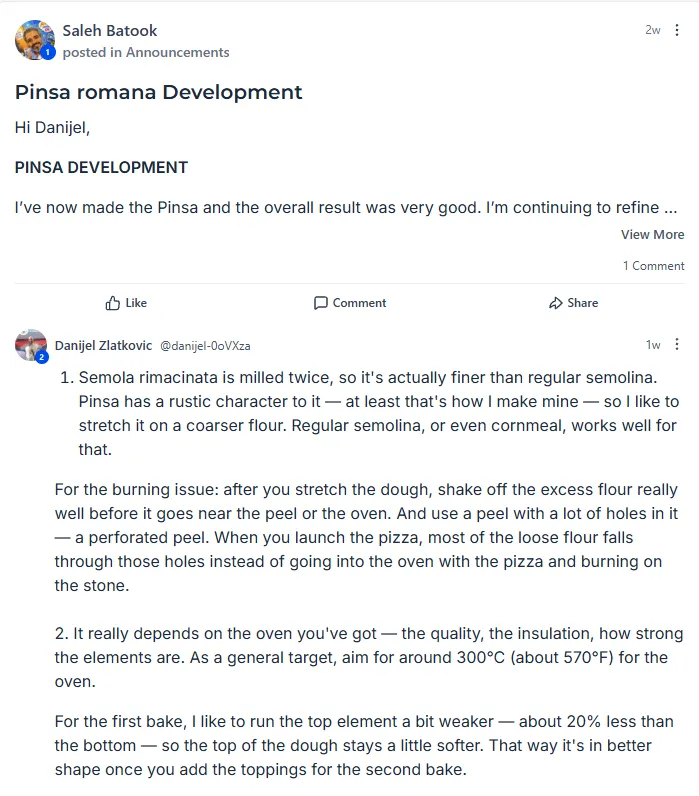 a student question in the community
