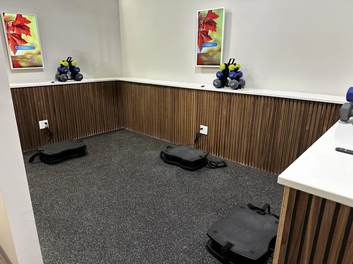 pair of blue-and-white Adidas running shoes