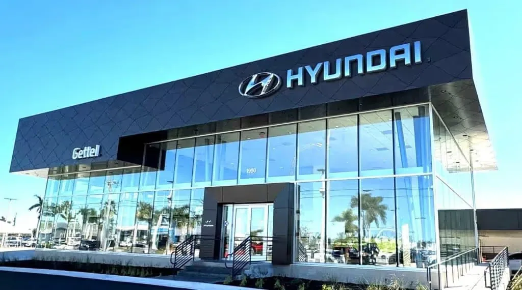 white concrete building at night