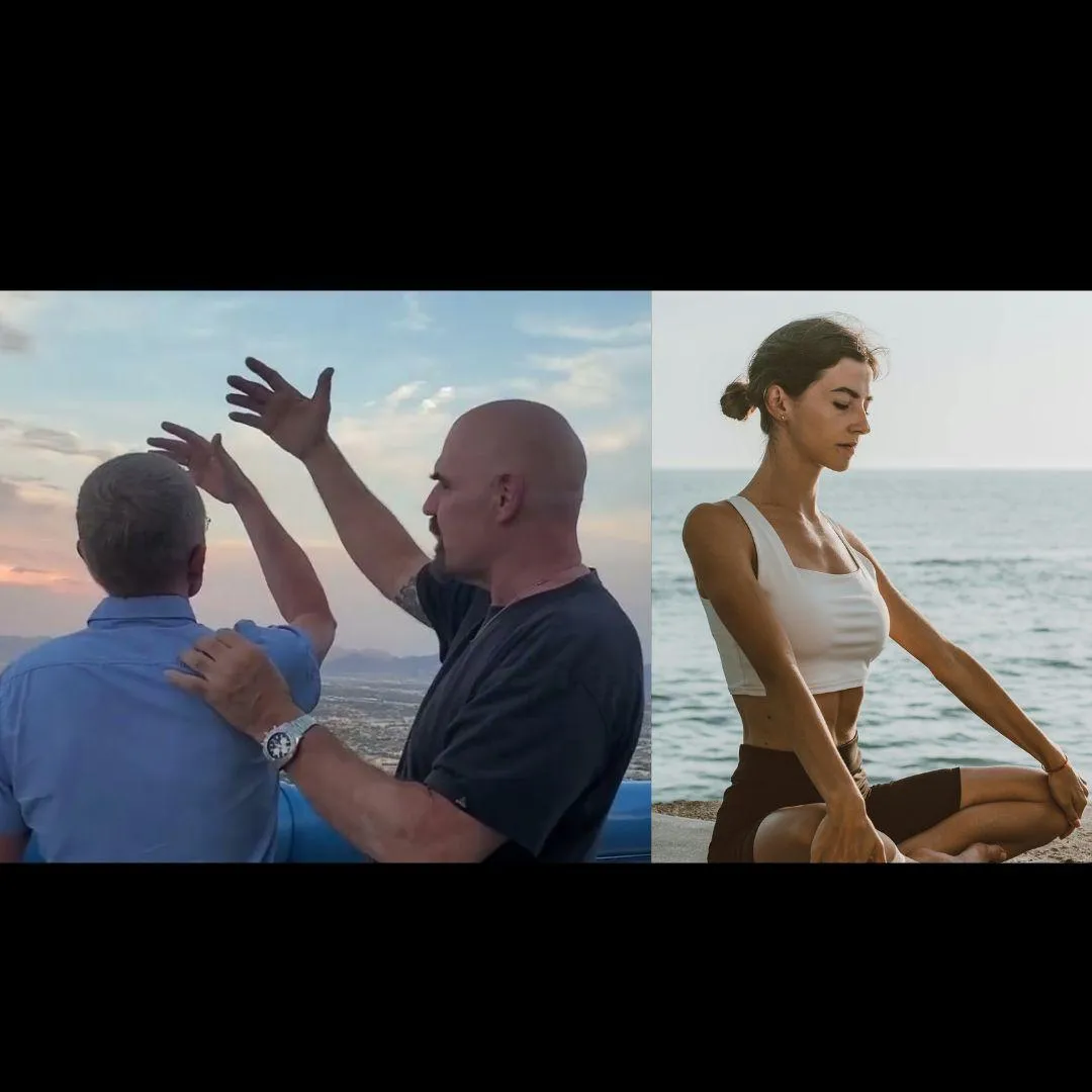Someone being hypnotized and someone meditating