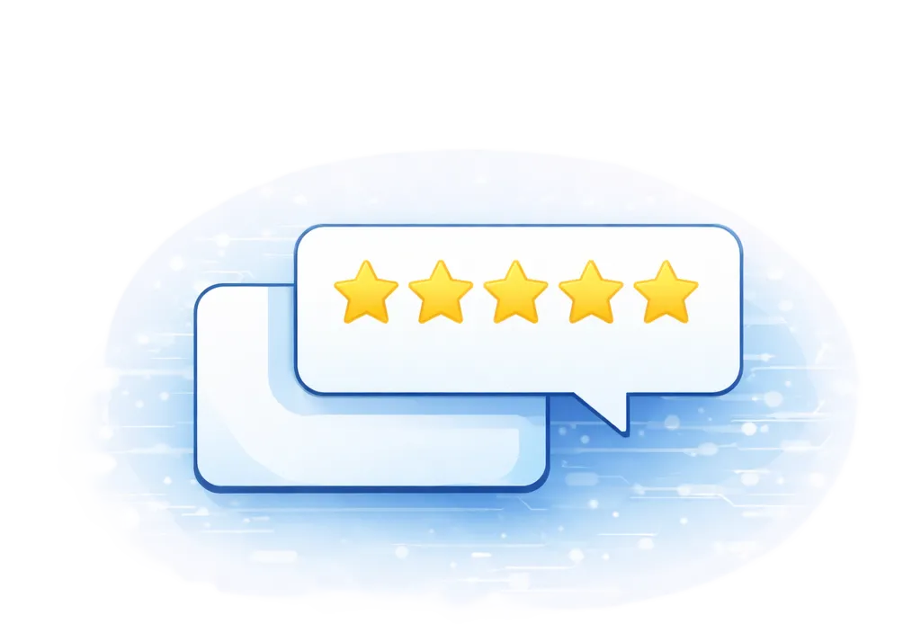 Illustration representing reputation management, customer reviews, and business credibility