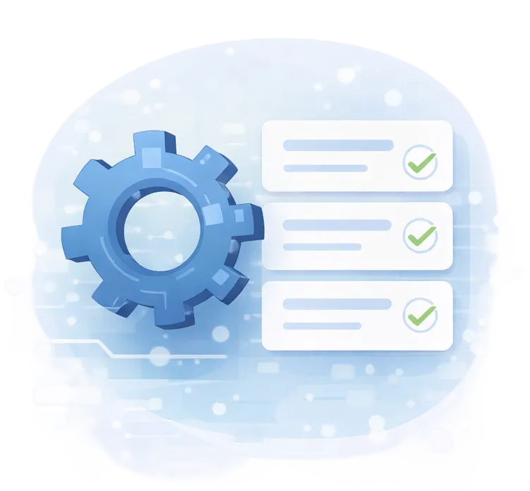Illustration representing marketing automation, system workflows, and process optimization