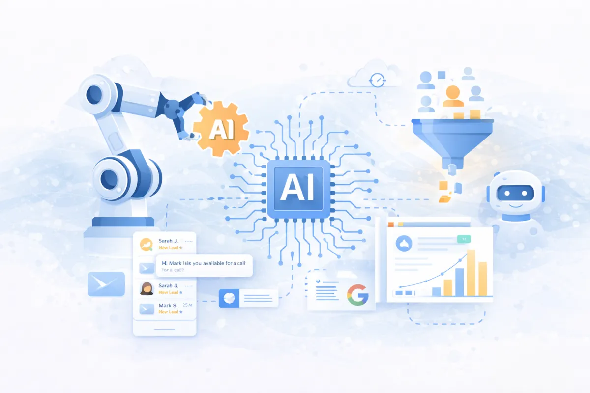 Illustration representing automation and AI how it can take your business to the next level with automation and customer management