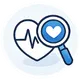 Icon representing early detection through preventive health screenings and workplace health assessments.
