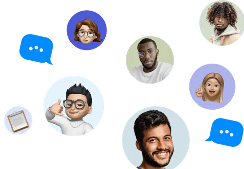 Bitmoji contact card, avatar tile, illustrative style