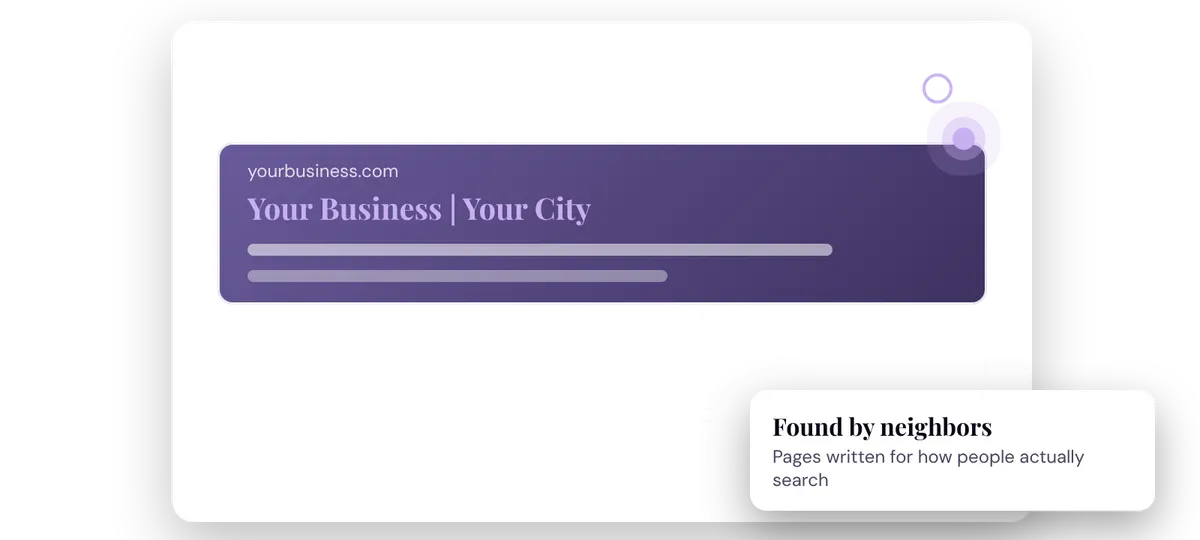 Search results page with a local business listed first