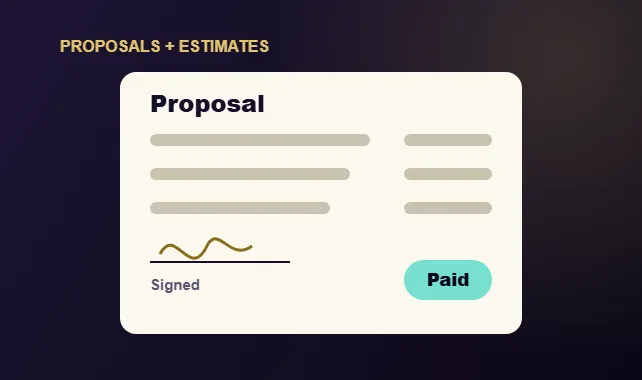 Proposal with line items signed and marked paid