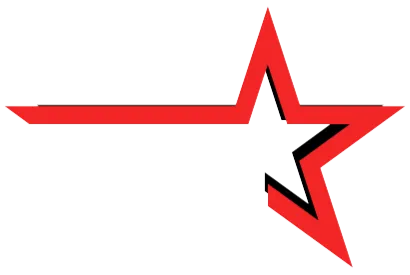 ChiTown Stars logo featuring a bold red star with a black-outlined cutout on a horizontal red line.