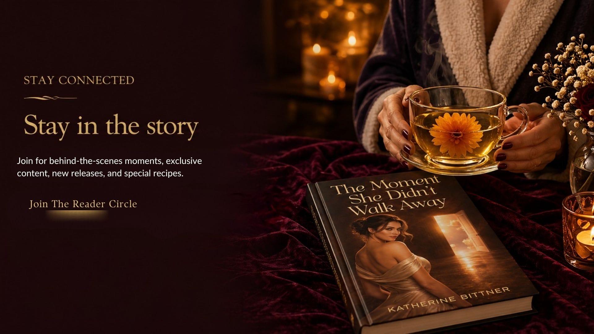 reader circle invitation for Katherine Bittner offering exclusive access and connection to The Moment She Didn’t Walk Away