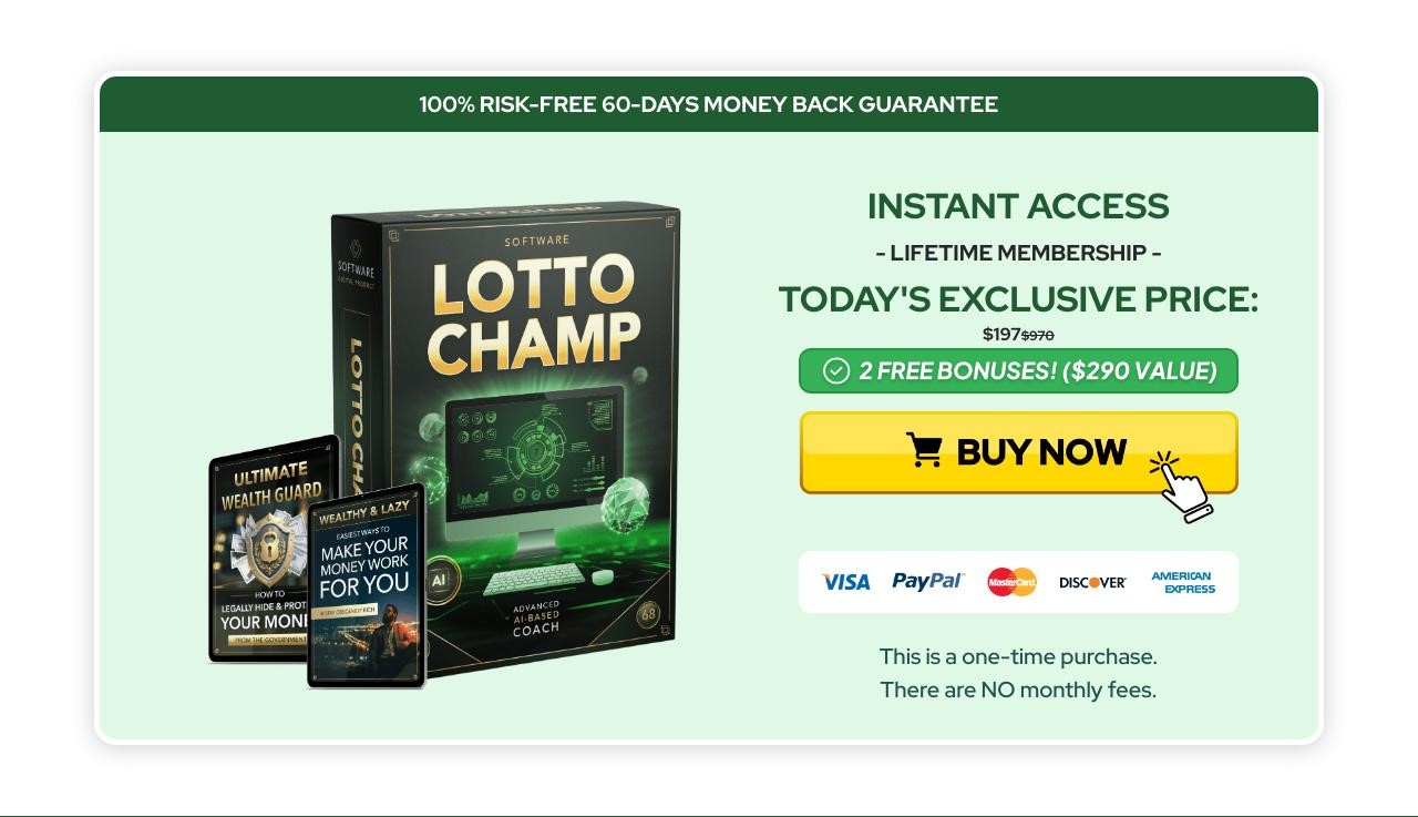 image shows lottochamp pack and free gifts with it