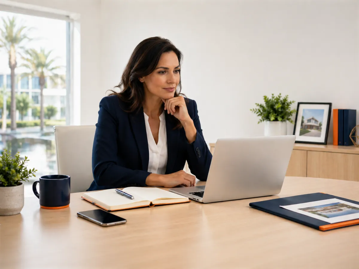 Agent reading on laptop about real estate industry consolidation