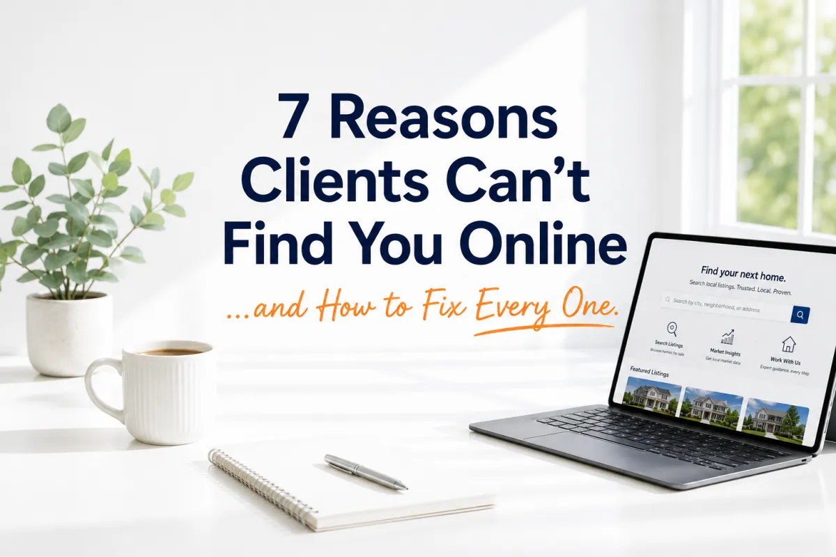 7 reasons clients cannot find you. Here are the seven most common reasons you are invisible to buyers and sellers searching right now, and exactly what to do about each one.