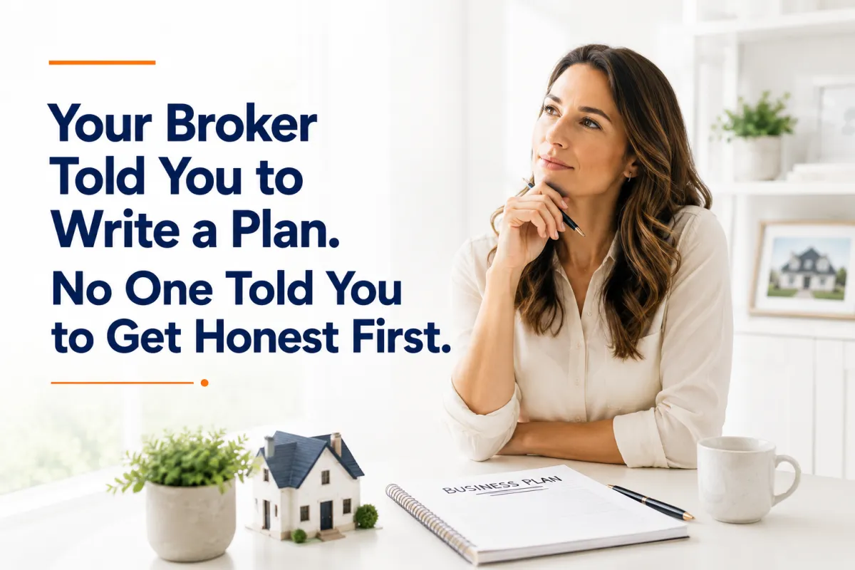 Image of real estate agent contemplating honest self-assessment when building a business plan