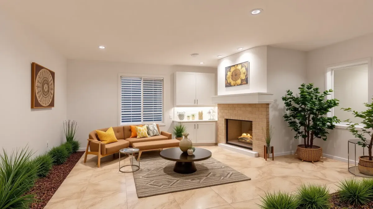 Remodeled El Camino Real kitchen with wood cabinets, quartz counters, stainless appliances, and a landscaped backyard.