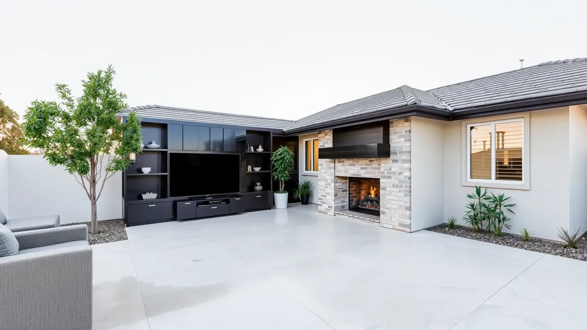Portola Springs, CA: Modern renovated home with sleek design, large windows, landscaped yard, and pristine driveway.