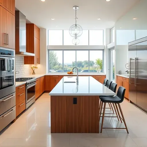 Renovated kitchen in Costa Mesa with quartz countertops, stainless steel appliances, and natural light illuminating the design.