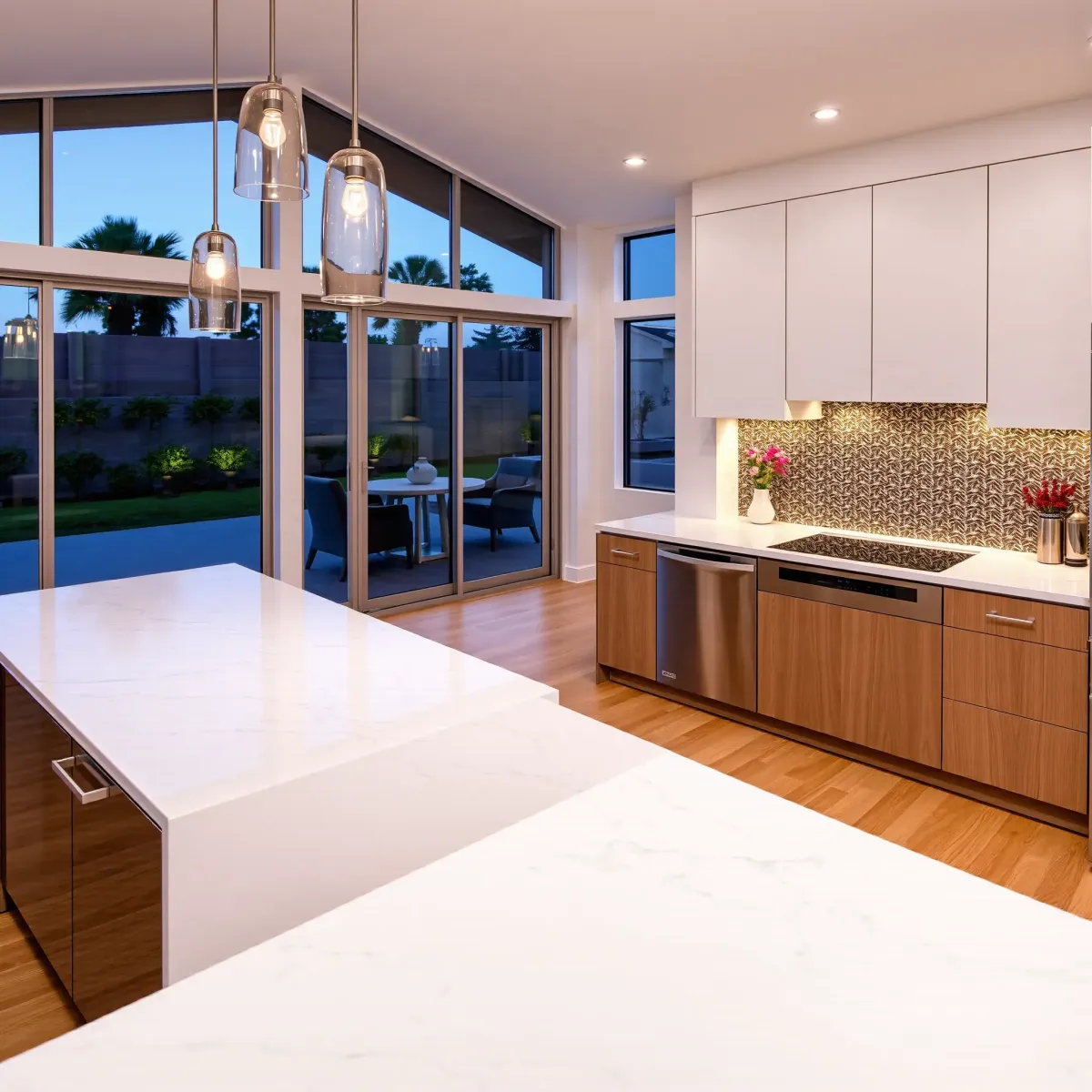 Realistic Newport Beach kitchen remodel showcasing modern design, coastal accents, and elegant cabinetry.