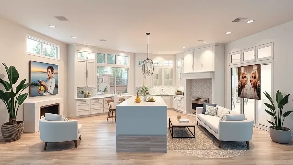 Remodeling in Bristol Manor, CA showcasing modern kitchen and living area updates.