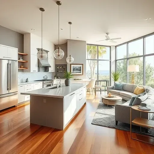 Modern kitchen remodel in Mid-City CA featuring sleek cabinetry, polished countertops, open layout, and natural light.