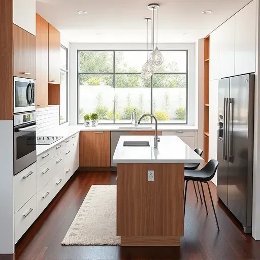 Remodeled Los Angeles kitchen with sleek white cabinetry, quartz countertops, modern appliances, and abundant natural light.