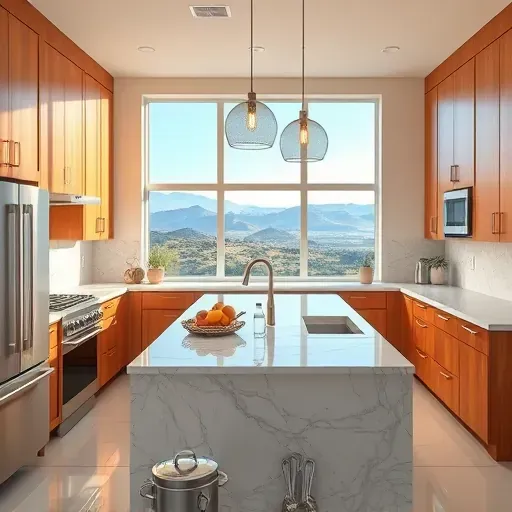 Modern kitchen in West Grove Valley with granite countertops, stainless steel appliances, and elegant lighting features.