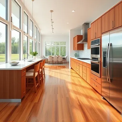 Remodeled kitchen in Laguna Niguel featuring quartz countertops, stainless steel appliances, custom cabinetry, and hardwood floors.
