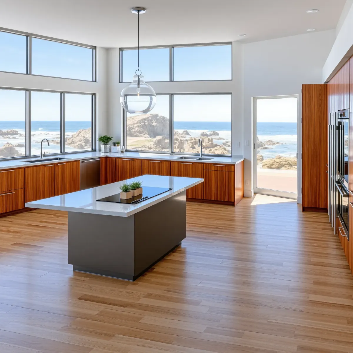 Remodeled Aliso Viejo kitchen with neutral tones, wood accents, quartz countertops, stainless appliances, and natural light.