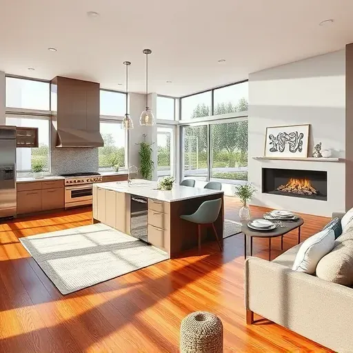 Modern open-concept remodeled living space in Westminster CA with hardwood floors, stainless appliances, and elegant décor.