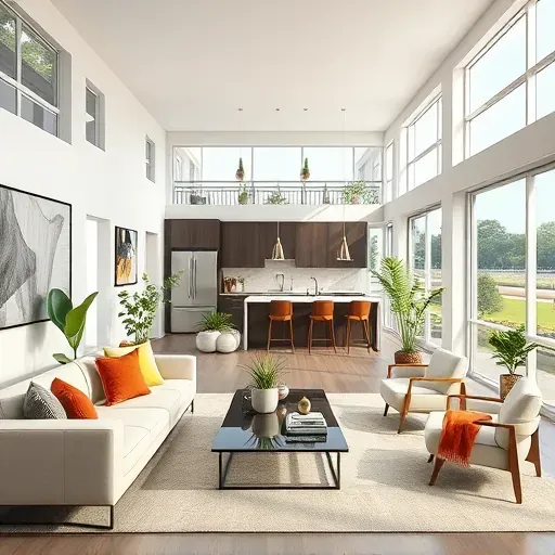 Modern remodeling project in Santa Anita Park, CA features sleek interior with natural light, elegant furnishings, and greenery.