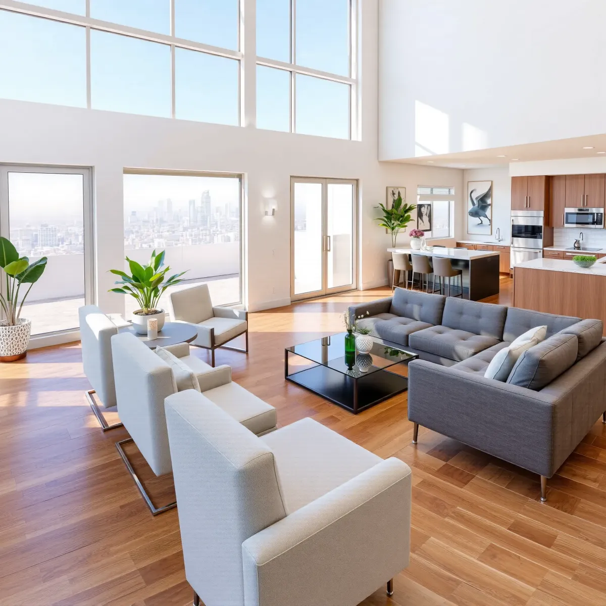 Modern Los Angeles home interior featuring sleek furniture, large windows, high-end finishes, and stylish decor.