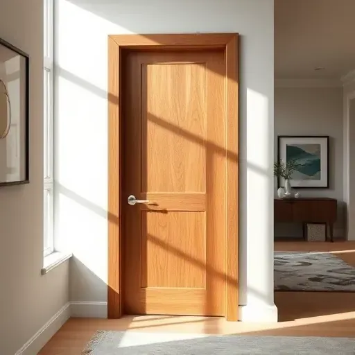 Recently installed sleek wooden interior door in a modern Los Angeles home with natural light and minimalist decor