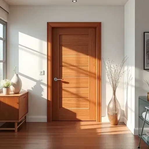 Flawlessly installed modern wooden interior door in a stylish Los Angeles home with natural light and minimalist decor