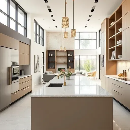 Stunning kitchen remodel in Los Angeles showcasing modern cabinetry, granite countertops, and stainless steel appliances.