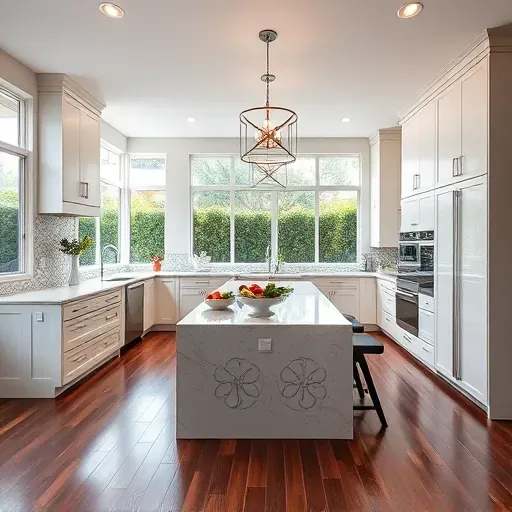 Modern kitchen remodel in Coto De Caza CA featuring high-end appliances, quartz counters, and elegant cabinetry.