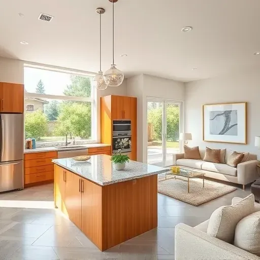 Modern kitchen remodel in Portola Springs CA featuring sleek cabinetry, granite island, and steel appliances in a bright setting.
