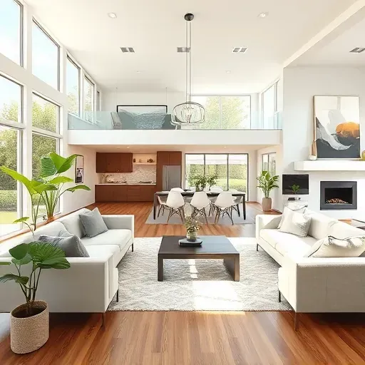 Contemporary living room in Foothill Ranch CA with open layout, natural light, modern furnishings, and elegant decor.