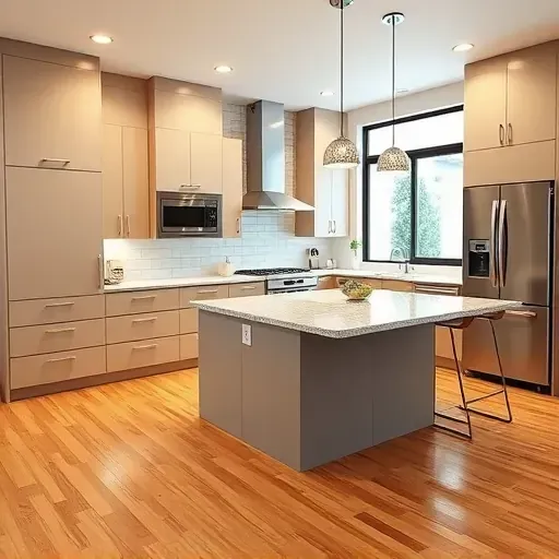 Recently remodeled modern kitchen in Aliso Viejo with sleek cabinetry, granite countertops, stainless steel appliances, and natural light