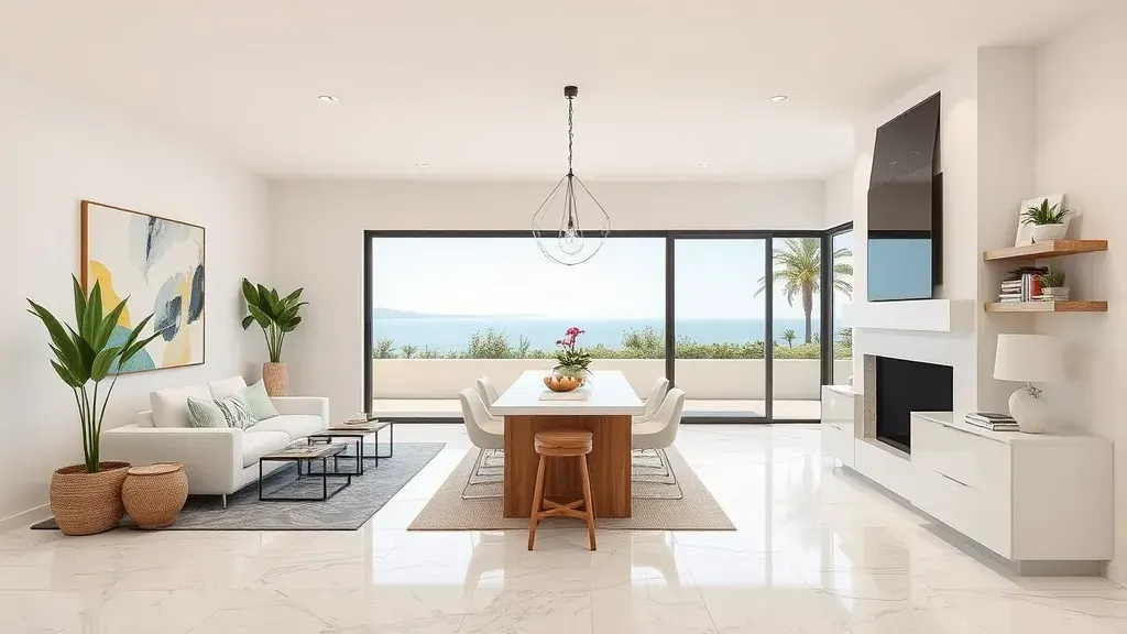 Modern kitchen remodel with ocean view in Laguna Beach, CA.