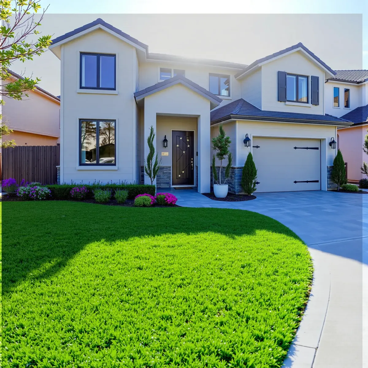 Beautiful renovated Santa Anita Park living room with modern design, large windows, hardwood floors, and stylish decor.
