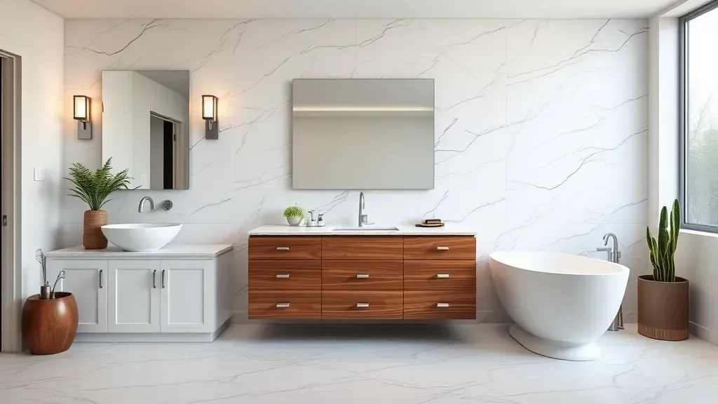 Custom Bathroom Cabinets projects in Los Angeles CA showcasing modern designs and elegant finishes