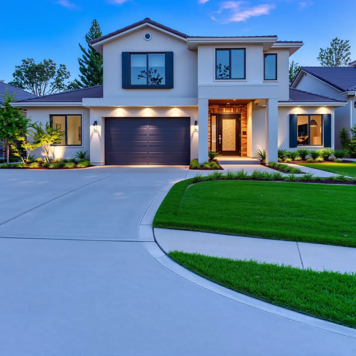 Photo of a beautifully renovated Mission Viejo home with fresh paint, new windows, manicured lawn, and vibrant landscaping.